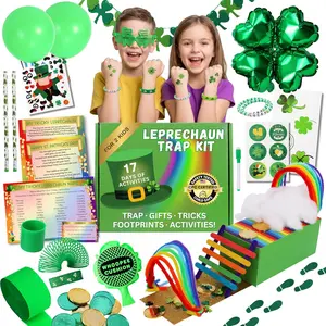 XOXO Parents Leprechaun Trap Kit for Kids – 17-Day St. Patrick’s Day Activity Set (Trap, Footprints, Gold Coins & Stickers)