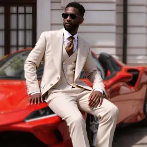 Men's 3-Piece Suit Set with Peak Lapel, Single-Breasted Blazer, Vest & Dress Pants, Solid Color Formal Wear