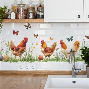 [Rustic Chicken Stickers] Colorful Rustic Farmhouse Chicken Pattern Wall Stickers | A Set, PVC Self-adhesive Material, Easy to Install, Ideal for Kitchens and Restaurants, Perfect Home Decoration Decorative Print