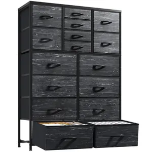 【Spring】RaybeeFurniture 16 Drawer Tall Dresser for Bedroom, 57" High Fabric Storage Tower with Large & Small Drawers, Narrow Chest of Drawers for Small Space, Wood Grain , Bedroom Furniture Organizer for Living Room, Hallway, Closet, Easy 30-Min Assembly