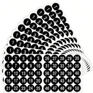 3pcs Self-Adhesive Number Stickers, Waterproof Labels for Indoor & Outdoor Use, Inventory Classification Stickers, Numbers 1-50