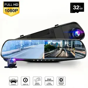 Dash Cam for Cars, Dual Lens 1080P Front + 480P Rear, 3.5-Inch IPS Screen, Night Vision, Loop Recording, Parking Monitor (Hardwire Kit Required), 32GB Card Included, Constant Power Connection, HD Dash Cam