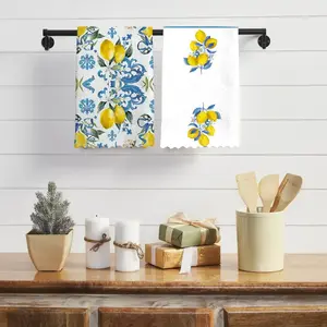 2pcs Lemon Kitchen Towels, Personalized Tea Towels 16x24 Inch, Absorbent Microfiber Dish Towels, Custom Gift for Home Decor