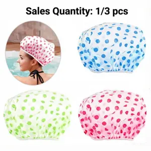 Women's Reusable Shower Cap, Large Waterproof Washable Elastic Band Bath Hat, Long Hair Braids, 3-Pack, Ca Prop 65 Compliant, Shower Cap Set