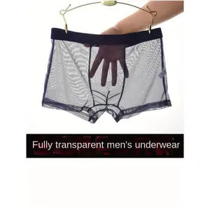 [See-Through] Men's Underwear | Made of Thin Mesh | Featuring a Four-Corner Design, See-Through Flat Corner