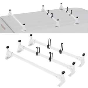VEVOR Trailer Ladder Rack,  54" 3 Crossbars Ladder Roof Rack, Heavy-duty Steel Van Roof Ladder Rack, 800 lbs Capacity Van Ladder Rack with Straps, Fit for Ford Transit 150, 250, 350, 2015-2022