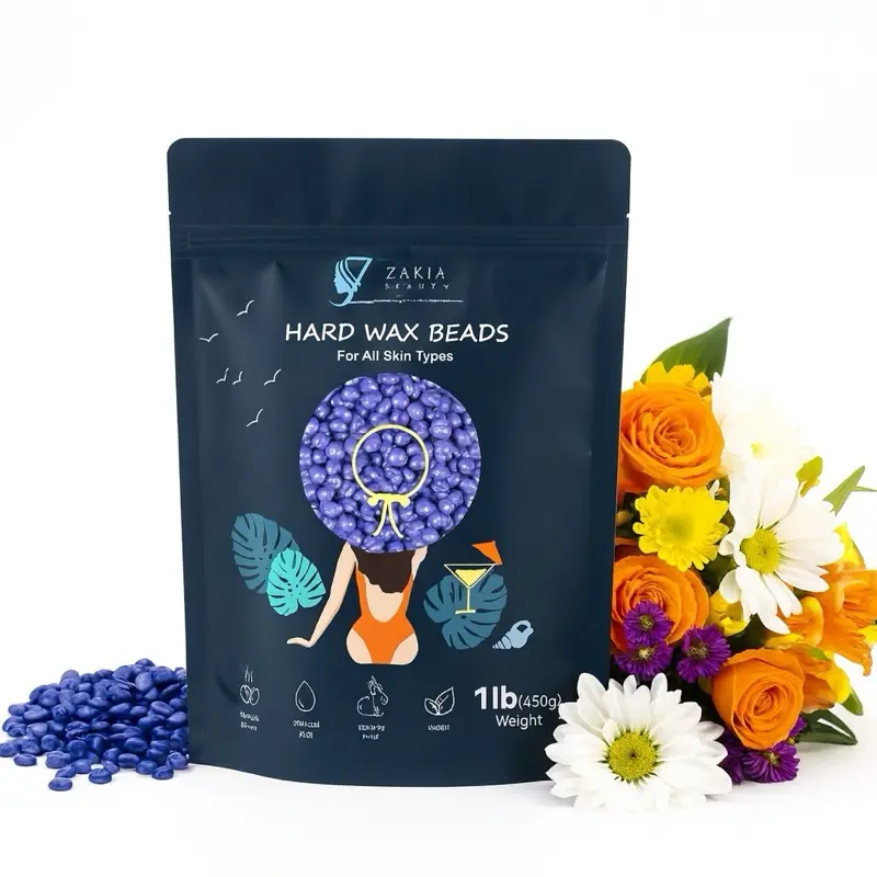 Zakia Beauty Lavender Scented Hard Wax Beads - 1 LB Universal Single Item for All Skin Types, All Areas & Bikini Line Hair Removal, Body Care