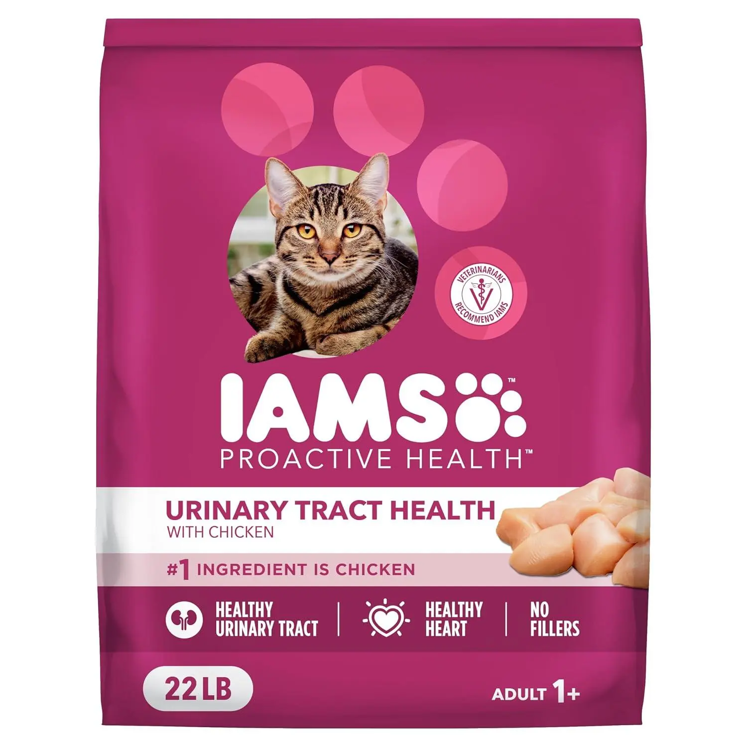 IAMS Proactive Health Dry Cat Food, Urinary Tract Health, Adult Cat Food Dry Recipe with Chicken, 7 lb. Bag