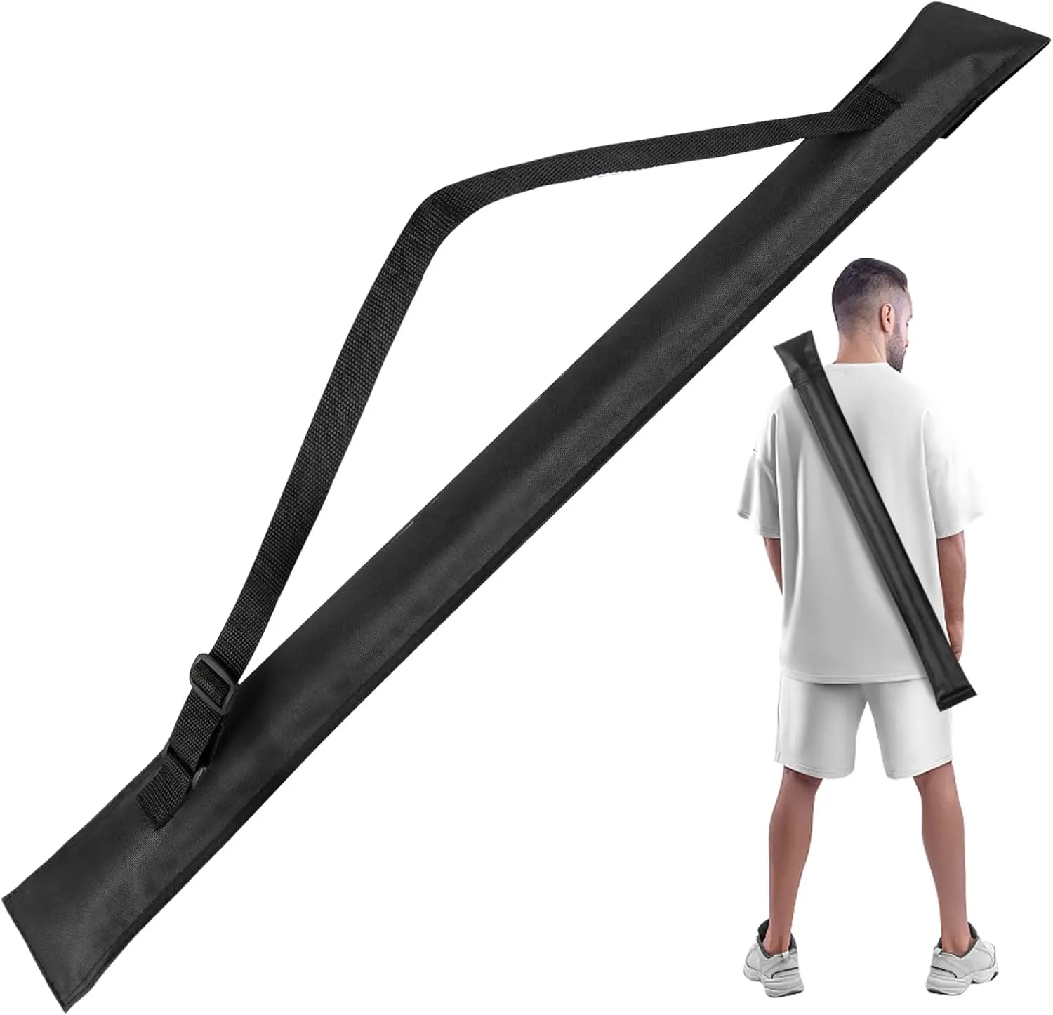 Pool Cue Case for 1/2 Billiard Stick 32 Inches Durable Nylon Fabric with Adjustable Strap Hook Loop Closure Black