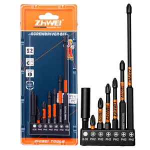 Multi-Length PH2 Screwdriver Bit Kit, 7PCS Magnetic Impact Bits, S2 Alloy, for Home & Workshop Use Drill