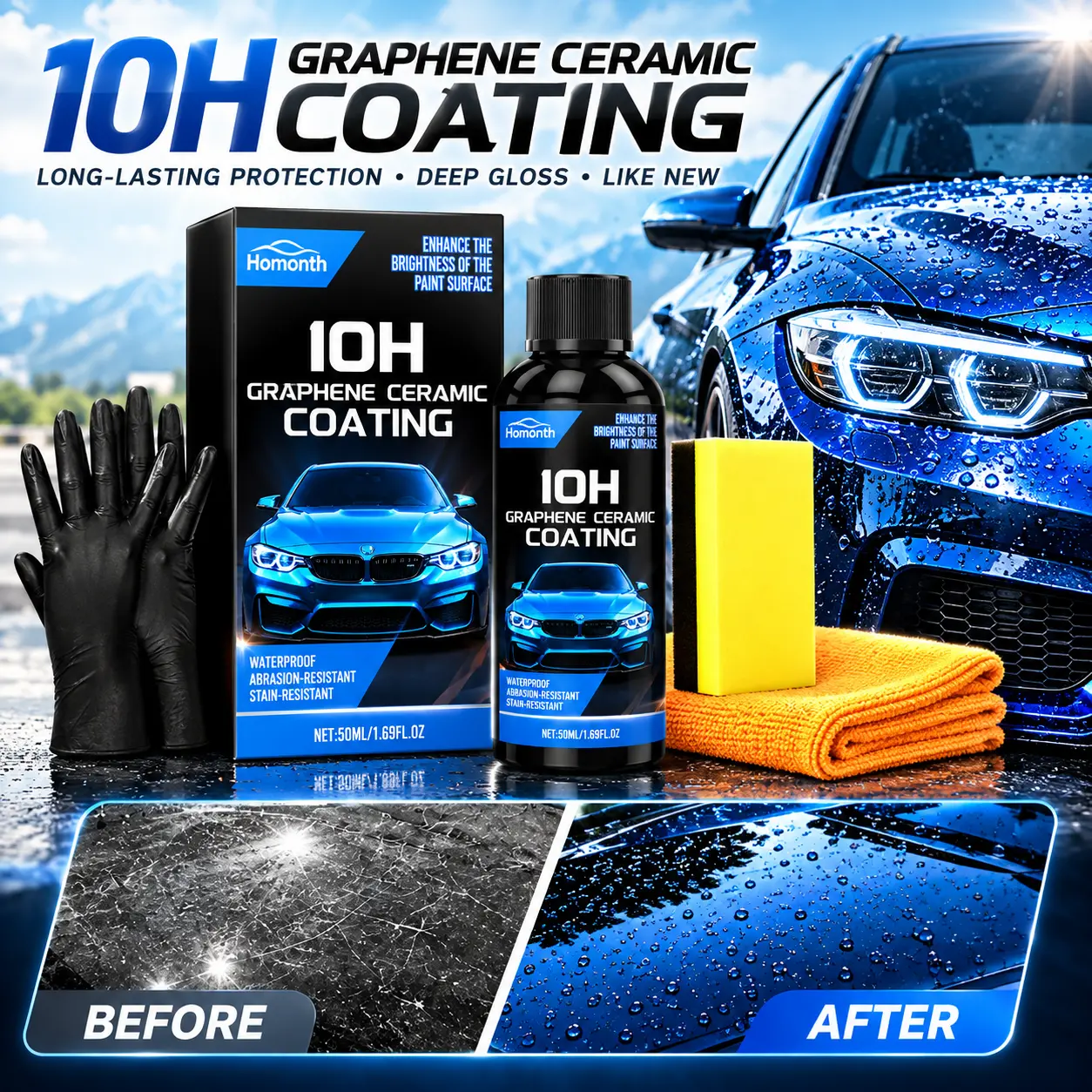 Automotive Nano Ceramic Clear Coat with Features Dust-Proof, Water-Resistant Properties Hardener 3in1 Wax Gloss Paint Anti Corrosion Detailing Advanced Ceramic Car Coating Kit