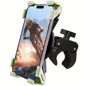 IPOW Bike Phone Holder, Adjustable Motorcycle Phone Mount, 2023 Upgraded Motorcycle Handlebar Phone Clamp, Scooter Phone Clip Compatible with iPhone 14 Plus/Pro Max, 13 Pro Max, S23, S22, Green Cellphone Silicone Grip Installation Smartphone Stand