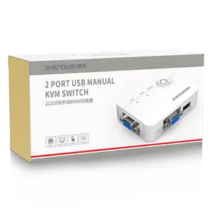 2/4 Port VGA KVM Switch With Cables USB Multi Computer Video Sharing Switcher