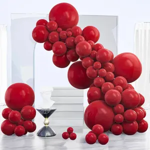 140Pcs Burgundy Balloon Garland Set in Mixed Sizes for Wedding and Celebration Backdrops