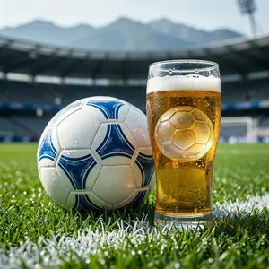 Silicone Soccer Ice Ball Maker Mold - 4-Cavity Large Football Shape Ice Sphere Tray for Whiskey, Cocktails & Iced Coffee - Perfect Gift for Soccer Fans - Blue & Light Green