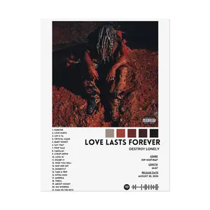 LOVE LASTS FOREVER - Destroy Lonely, tracklist poster, Wall Art, Room Decor, Music Lover Gift, Home Office Decor, Unique POSTER