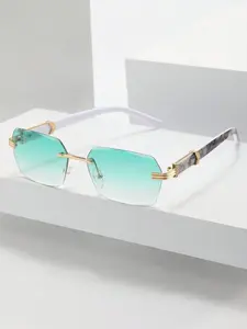 Men's Vintage Rectangular Frameless Glasses, Trendy Casual UV400 Lenses Glasses for Everyday Use, Fashion Accessories for Outdoor Activities, Fashionable Sunglasses, Vintage Rimless Sunglasses