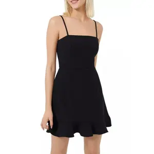 FRENCH CONNECTION Whisper Ruffled Hem Dress In Black Sz 8 NWT$128