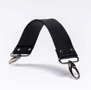 Black Pigmented Grain Long Shoulder Leather Purse Strap Replacement 2" Width