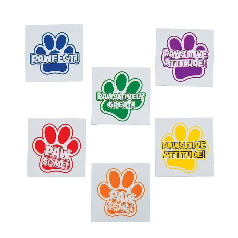 Bulk 72 Pc. Paw Print Motivational Temporary Tattoos