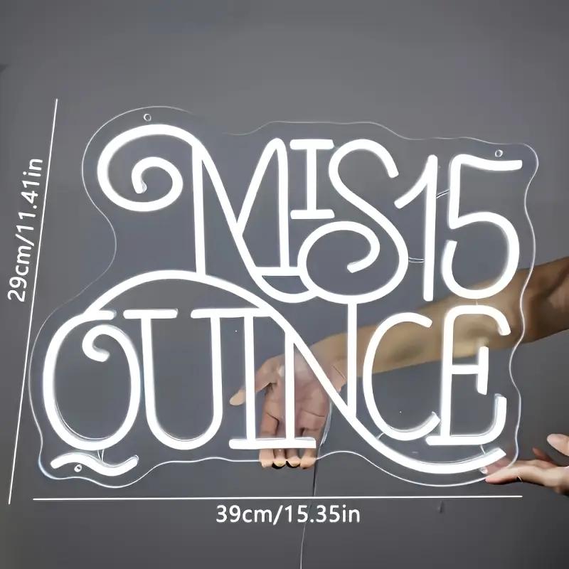 Mis Quince Neon Sign for Wall Decor,Happy Birthday Neon Signs for Bedroom Wall for Any Age Children's Room, Bar, Party, Christmas, Wedding Decoration