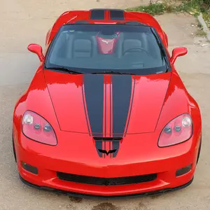 Hood Vent Creative Decals Compatible with Chevrolet Corvette C6 Z06 ZR1 2005-2013,Car Hood Star Flag Vinyl Decal Wrap Sticker Exterior Accessories-6PCS