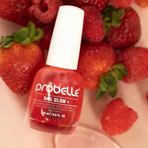 Probelle Vegan Liquid Nail Strengthener & Glow Treatment - Sheer Jelly Tint, Cucumber & Cranberry Infusion, Water-Based, Light Formula, Alcohol-Free, Adipic Acid-Infused for Brittle, Thin Nails, 0.5 oz