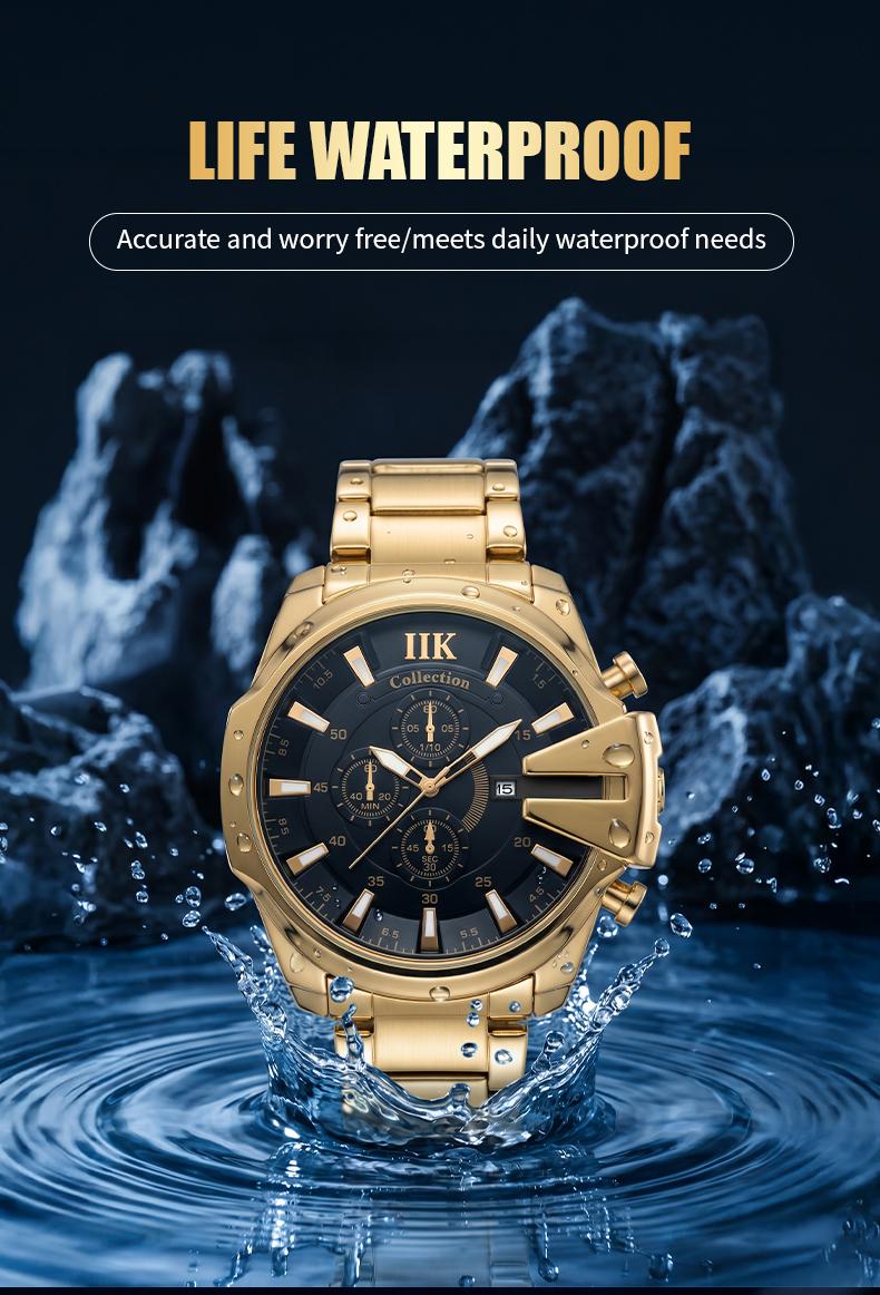 Swiss Quality Luxury Chronograph Watch for Men - Gold Tone Sport Wristwatch with Black Dial, Luminous Hands & Date Window Swiss Quality Luxury Chronograph Watch for Men - Gold Tone Sport Wristwatch with Black Dial, Luminous Hands & Date Window
