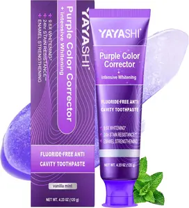 Purple Color Corrector Whitening Toothpaste, Anticavity Fluoride Toothpaste, Plaque Remover for Teeth,freshens Breath,Vanilla Mint