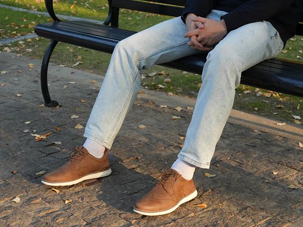 Hawkwell Plus Men's Plus Size Wingtip Oxford Shoes Classic Brogue Dress Shoes Business Office Shoes