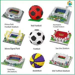 Nou Camp Real Madrid Football Stadium Microbead Building Blocks Assembly Toy, Cross-Border Best-Selling Brick Set, Kids Construction Play