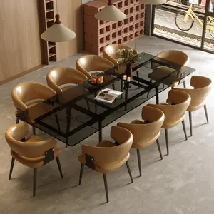 62.99-94.48" Extendable Black Tempered Glass Dining Table, Modern Rectangular Kitchen Table, Sturdy Metal Legs, Seats 6-10, Easy to Clean, Fits Small & Large Spaces
