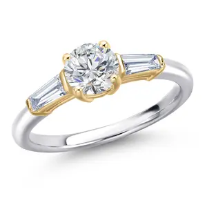 1.05 Cttw IGI Certified Lab Grown Diamond in Two-Tone Gold Engagement Ring For Women | Round Center Diamond 0.75 Ct | E-F Color | VS1 Clarity