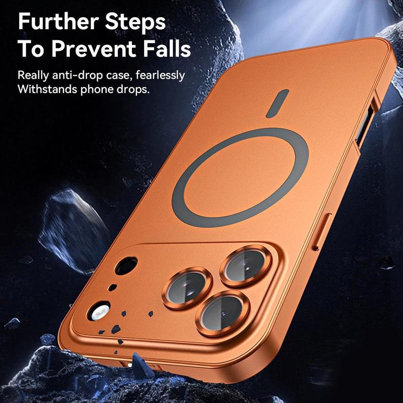ACCE Alloy Aluminum Metal Frame with MagSafe Magnetic PC Backplate Case for iPhone 17 Pro Max 17 Air 17Pro 16 15 14 13 12 Pro Max Ultra Thin Phone Cover with Full Coverage Lens Protector Support Wireless Charging Durable Shockproof Casing