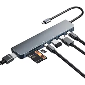 USB C Hub Multiport Adapter, 7 in 1 USBC Dongle with 4K HDMI, 100W PD , USB 3.0, SD/TF Card Reader, USB-C Docking Station for MacBook Pro/Air, Chromebook, ,  and Other Type C Laptops