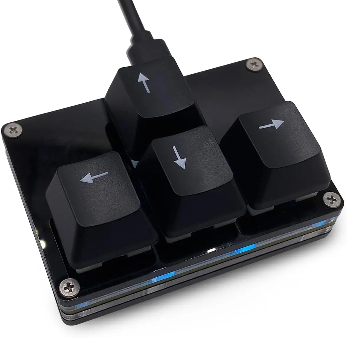 Mini 4-Key Keypad WASD Arrow Key Keycaps Keyboard One-Handed Mechanical Gaming Keypad Programmable USB-C Customized Keyboard for Working or Gaming (Black, Arrow Keycaps 2)