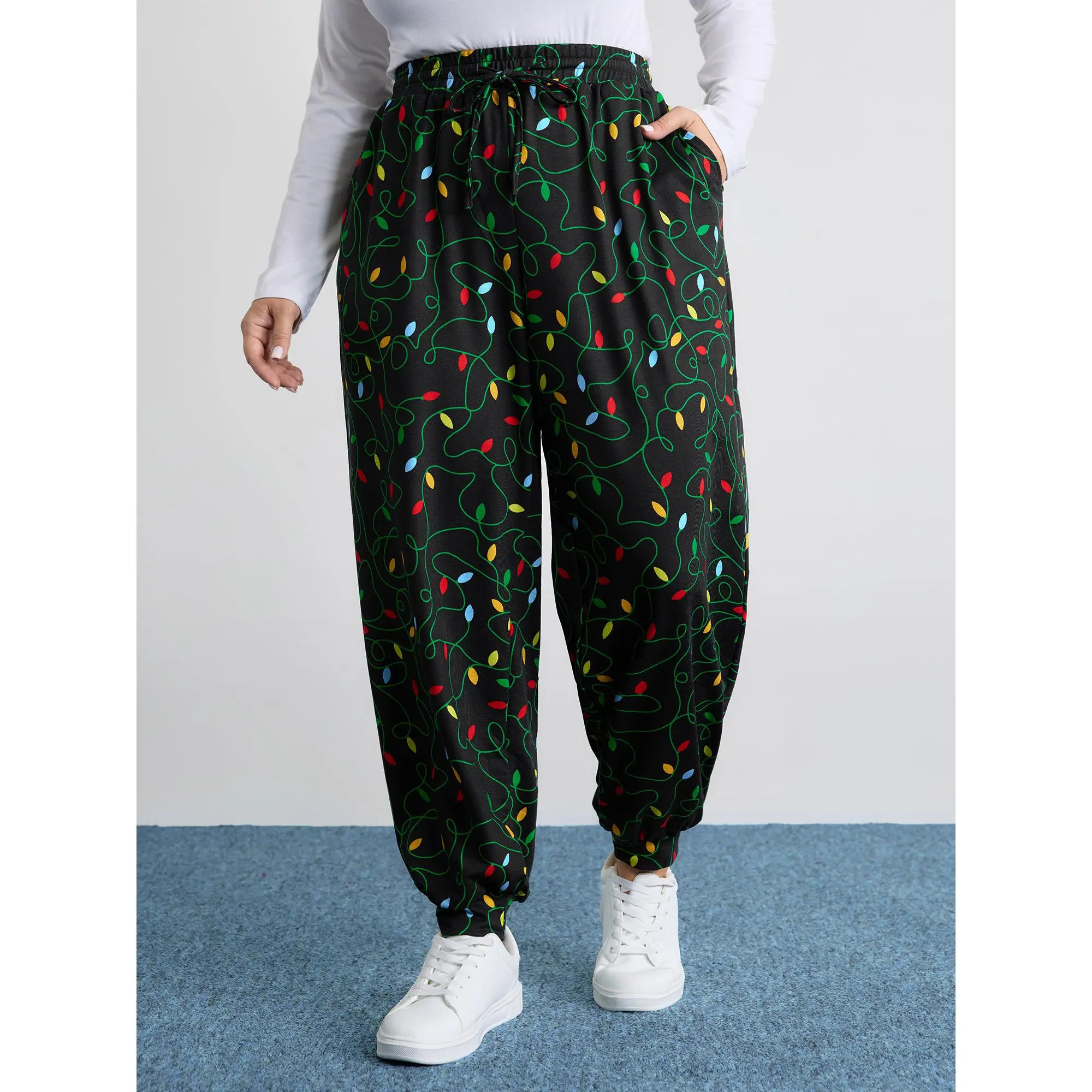 BloomChic Women's Plus Size Pull-On Straight Leg Spandex Pants - Smocked Waist, Side Pockets, Stretch Bottoms for Summer Wear