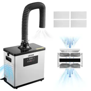 VEVOR Solder Fume Extractor, Upgraded 4-Stage Filtration Soldering Smoke Absorber with 510 m³/h Strong Suction, 10-Speed & Remote Control Brushless Smoke Extractor for Laser Engraving, 3D Printing