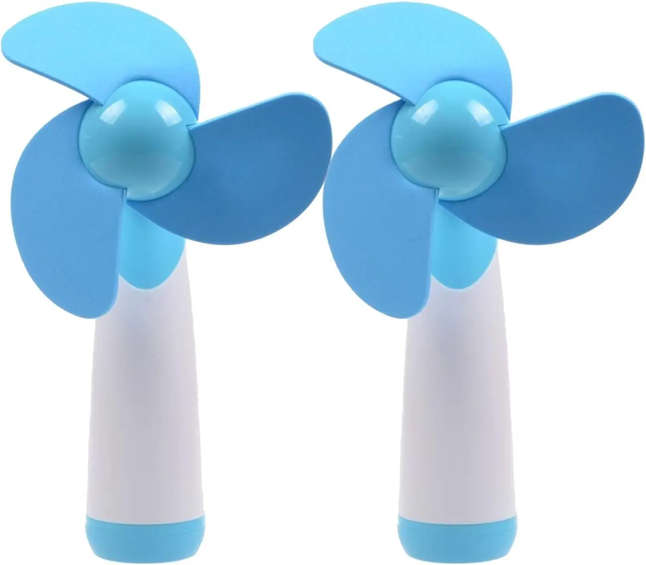 [Summer Sale Deals] Mini Handheld Fan Personal Fan Battery Soft Foam Blades Powered for Home and Travel 2PC Blue (2)