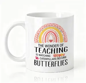 The Wonder Of Teaching Is Watching Caterpillars Become Butterflies Ceramic Mug, Funny Tea Cup For Women Teacher, Thank You Gifts for Teacher Coworker Coffee Lover Family Friend
