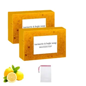 Turmeric Soap Bar,Lemon Turmeric Kojic Soap,Honey Glow Lemon Turmeric Soap Bar,Natural Tumeric Handmade Soap for Face & Body,Gentle Moisturizing (1pcs) Cleanser Skin Repair