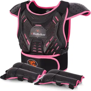 Kids Dirt Bike Gear Motorcycle Armor Chest Protector Motocross Protective Gear Full Body Protection Set with Vest Knee Elbow Guards for Cycling Skateboard MTB ATV Pink