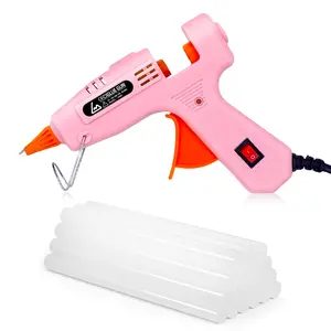 Pink Mini Hot Glue Gun Kit – 20 Glue Sticks Included for Crafts, School DIY, Arts & Home Quick Repairs