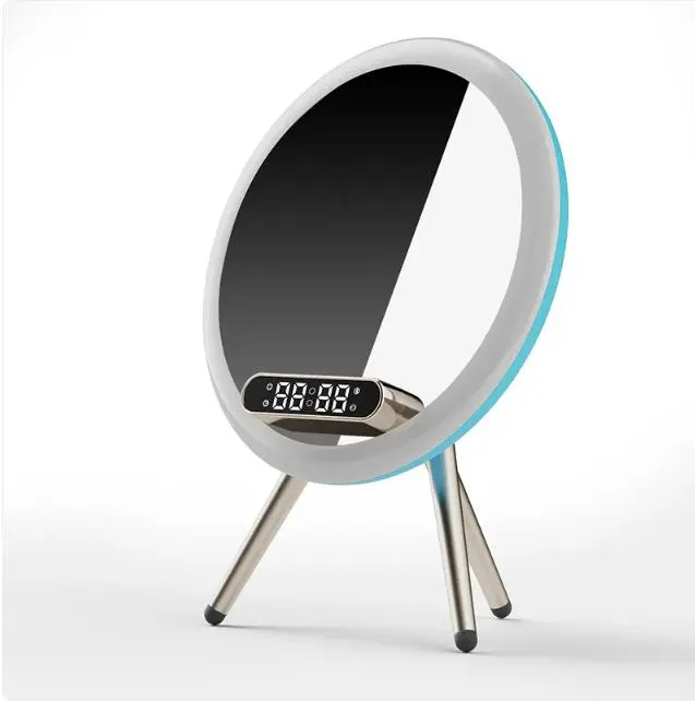LED Mirror Digital Alarm Clock with Wireless Charger - Adjustable Brightness, Customizable Backlighting, Compact Design Digital Clock for Home Decor, Dresser Use, Digital Clocks