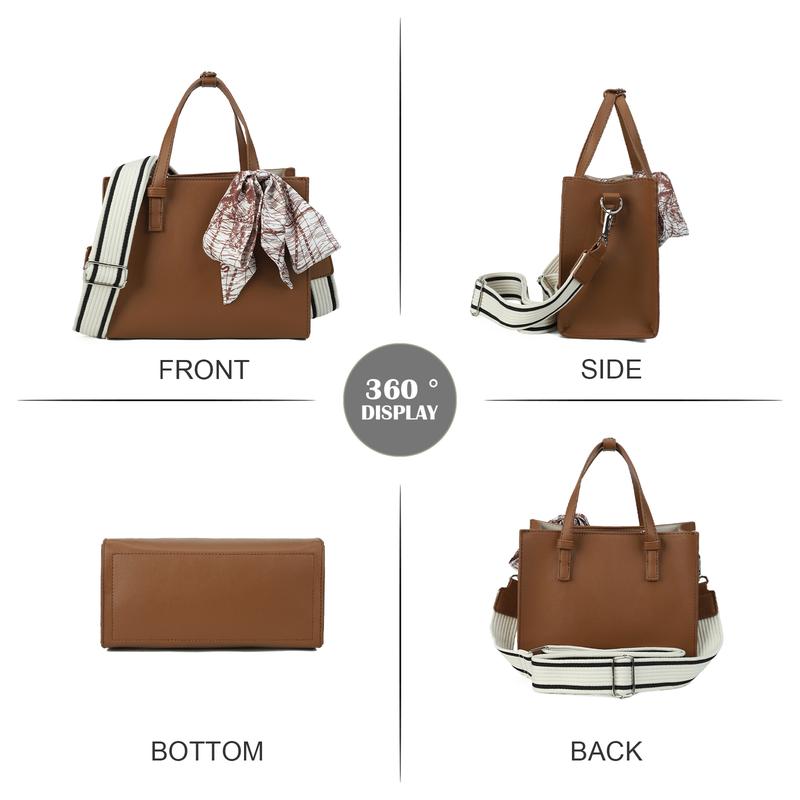 Fashionable Braided PU Leather Shoulder Straps Square Body Tote Bag for Hand Carrying or Cross Body All Occasions Brown Classic & Timeless Design