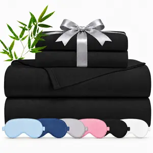 Cosybay Extra Deep Pocket Sheet Set 6pcs & Sleep Eye Mask,Cool-feel Bamboo Fibre Fitted Sheet Set, Luxurious And Soft, Shrink-resistant And Wrinkle-resistant, Suitable for All Seasons, Smooth to The Touch, Durable And Breathable, Ideal for Home Bedrooms