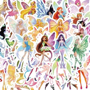 Cute Fairy Pattern Sticker, 50pcs/set Colorful Butterfly Fairy Sticker, Vinyl Waterproof Aesthetics Sticker for Water Bottles Laptops Phone Luggage, Cover