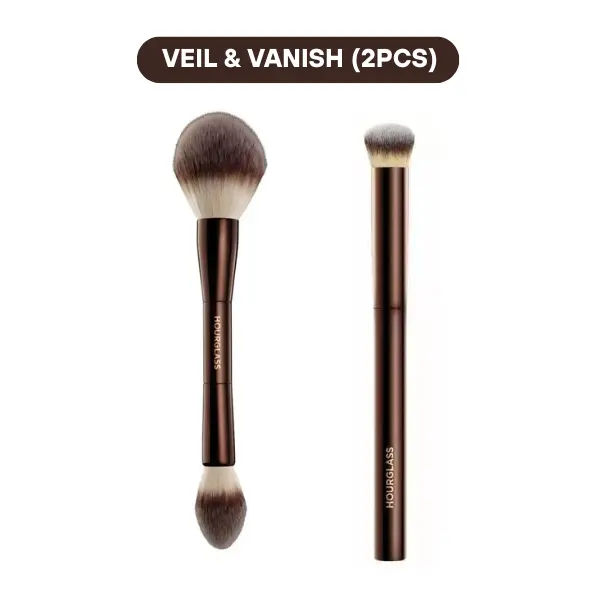 HOURGLASS Veil & Vanish, Double Ended Powder & Concealer Brush Set (2pcs)