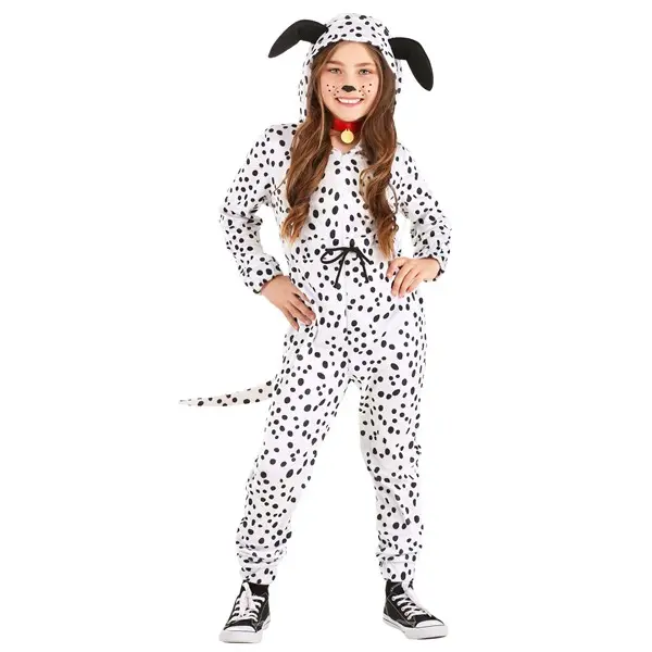 Girls Cozy Dalmatian Jumpsuit Costume