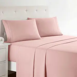 , Premier 1800 Series Sheet, Deep Pocket, Wrinkle, Fade, Stain Resistant,  Pillowcases, Twin, Pink Beige
